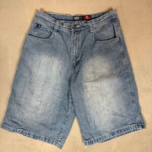 Southpole Mens Size 32 Baggy Denim Shorts Light Wash Y2K Skater Hip Hop Loose